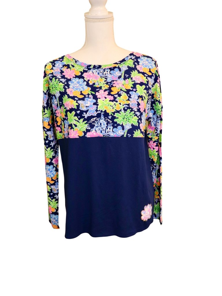 Disney X Lilly Pulitzer Mickey & Minnie Finn Long Sleeve T-Shirt, Small